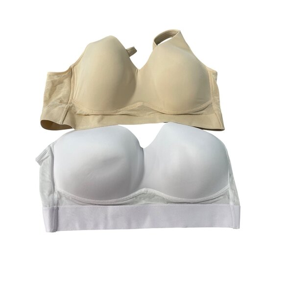 Rhonda Shear 2 Pack Molded Cup Bra with Wrap Back Size 3X White Beige 636.12 - Picture 2 of 9